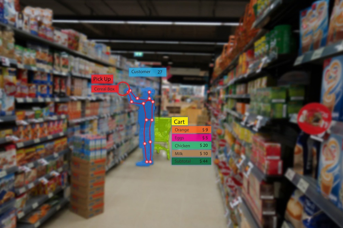 AIによる顧客追跡を利用した食料品店