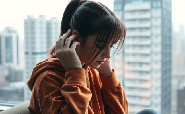 OK Flux Schnell A young woman indoors sitting by a window with an 0