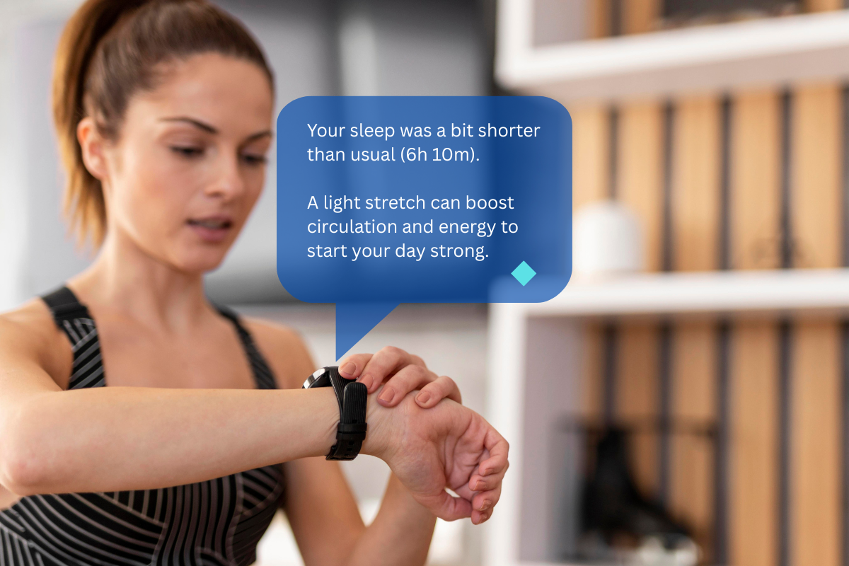 AI Powered Personal Health Coaches – Counting Steps Is Only the Beginning Woman with watch 1