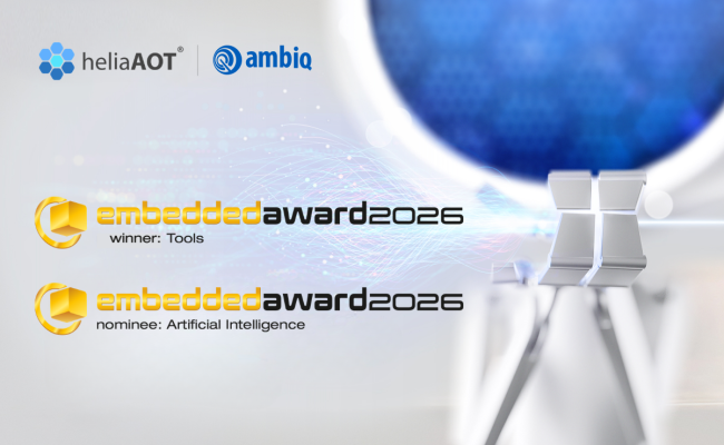 Ambiq Wins 2026 Embedded World Award for heliaAOT in Best Tools Category